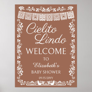 Cielito Lindo Baby Shower Terracotta Welcome Poster