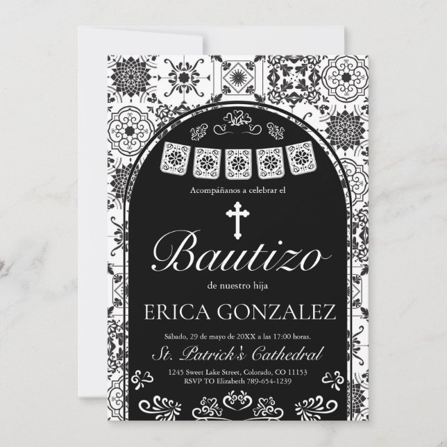 Cielito Lindo Bautizo Talavera Baptism Invitation (Front)