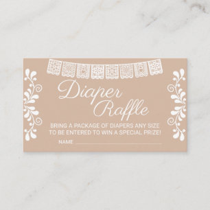 Cielito Lindo Beige Baby Shower Diaper Raffle Enclosure Card