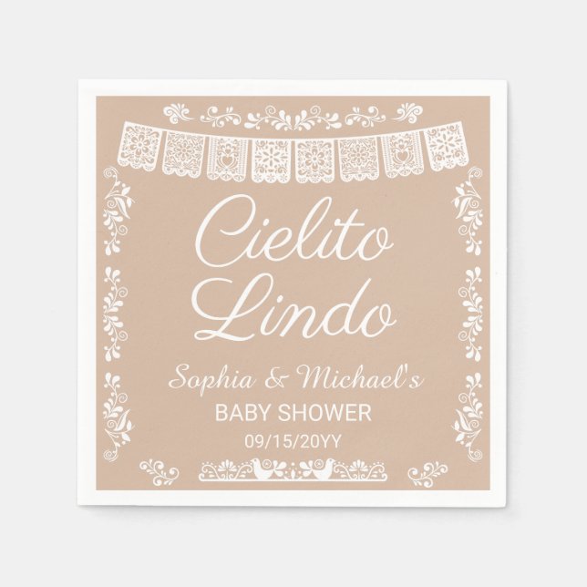 Cielito Lindo Beige Baby Shower Napkin (Front)