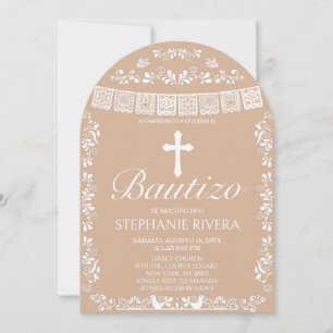 Cielito Lindo Beige Bautizo Arch Invitation