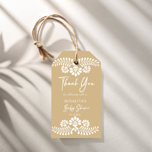 Cielito lindo beige Mexican baby shower favours Gift Tags