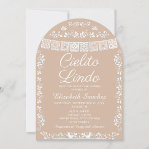 Cielito Lindo Beige Papel Picado Baby Shower Invitation