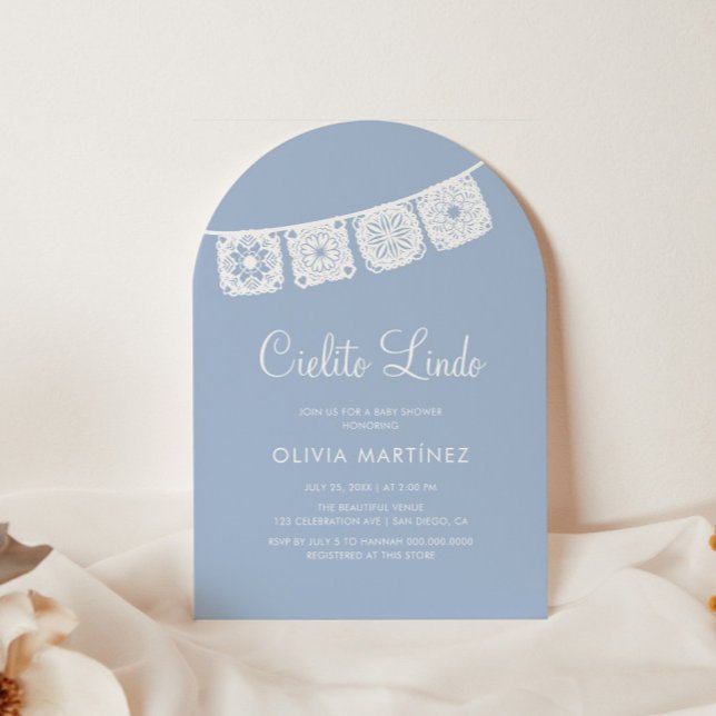 Cielito Lindo Blue Arch Papel Picado Baby Shower Invitation (Creator Uploaded)