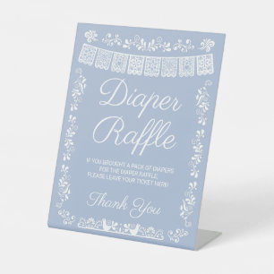 Cielito Lindo Blue Baby Shower Diaper Raffle Sign
