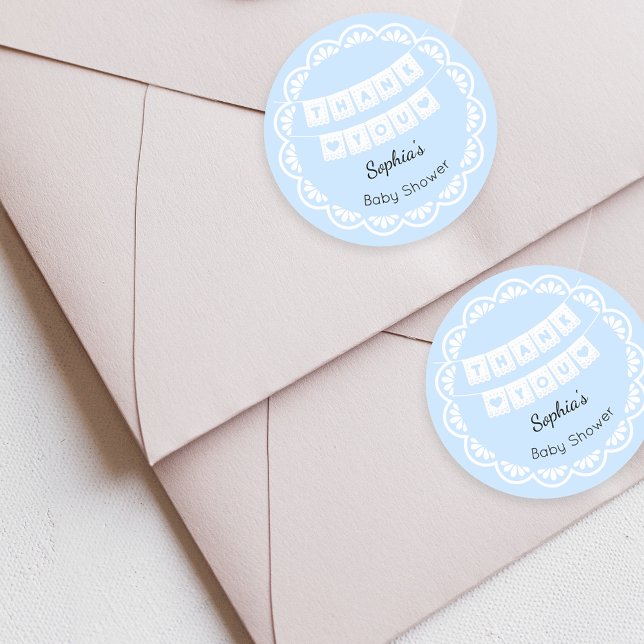 Cielito Lindo Blue Baby Shower Thank You Sticker (Creator Uploaded)