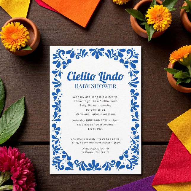 Cielito Lindo  blue white all in one  Invitation (Creator Uploaded)