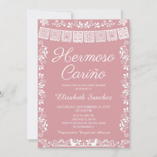 Cielito Lindo Blush Pink Hermoso Cariño Baby Showe Invitation
