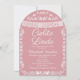 Cielito Lindo Blush Pink Papel Picado Baby Shower Invitation