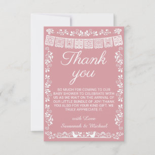 Cielito Lindo Blush Pink Papel Picado Baby Shower Thank You Card