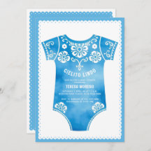 Cielito Lindo cute blue bodysuit boy baby shower
