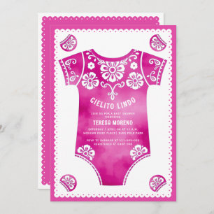 Cielito Lindo cute pink bodysuit girl baby shower Invitation