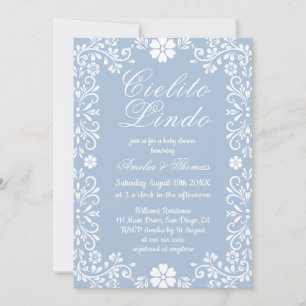 Cielito Lindo Dusty Blue Mexican Baby Shower Invitation