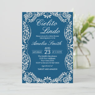 Cielito lindo dusty blue Mexican baby shower Invitation