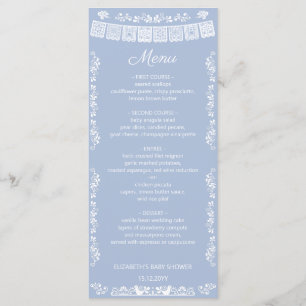 Cielito Lindo Dusty Blue Papel Picado Baby Shower Menu