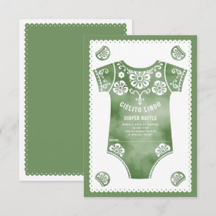 Cielito Lindo green baby shower Diaper Raffle Enclosure Card