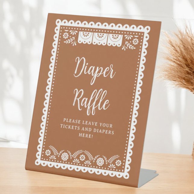Cielito Lindo Mexican Baby Shower Diaper Raffle Pedestal Sign (Creator Uploaded)