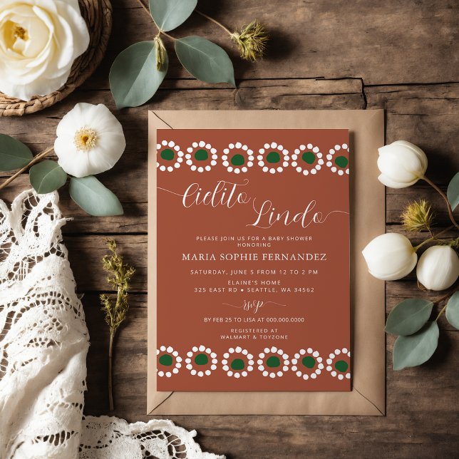 Cielito Lindo Mexican Barro Boho Baby Shower Invitation (Cielito Lindo Mexican Barro Boho Baby Shower Invitation)