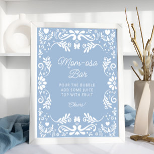 Cielito Lindo Mexican Blue Baby Shower Mum-osa Bar Poster
