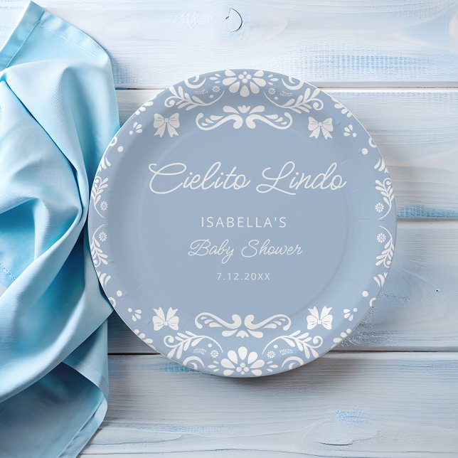 Cielito Lindo Mexican Blue Baby Shower Paper Plate (Creator Uploaded)