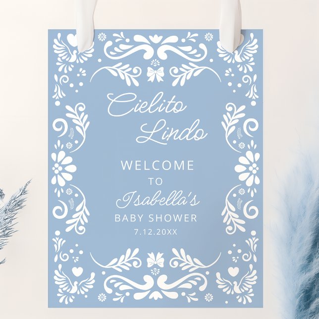Cielito Lindo Mexican Blue Baby Shower Welcome Poster (Creator Uploaded)