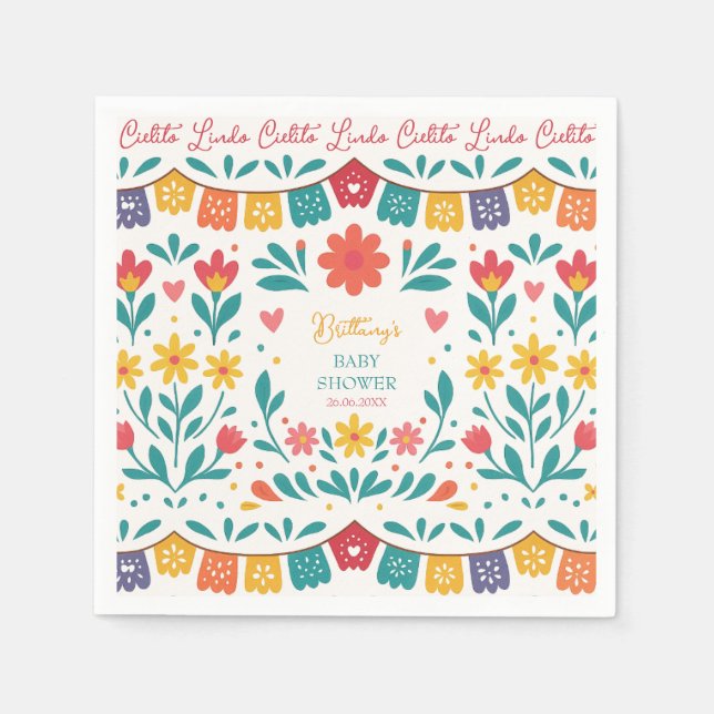 Cielito Lindo Mexican Colourful Baby Shower  Napkin (Front)