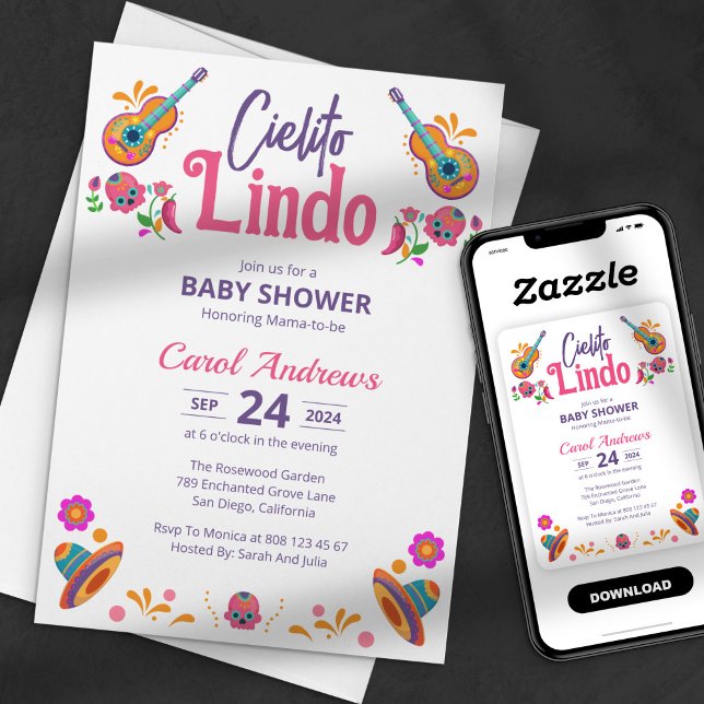 Cielito Lindo Mexican Guitar Talavera Baby Shower Invitation (Creator Uploaded)