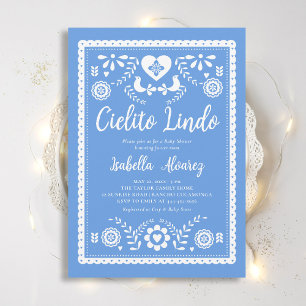 Cielito Lindo Mexican Picado Heart Baby Shower Invitation
