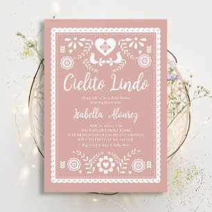 Cielito Lindo Mexican Picado Pink Baby Shower Invitation