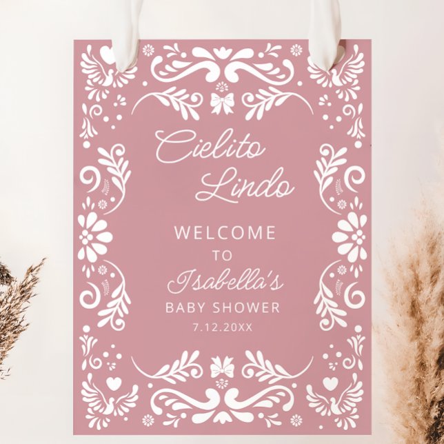 Cielito Lindo Mexican Pink Baby Shower Welcome Poster (Creator Uploaded)