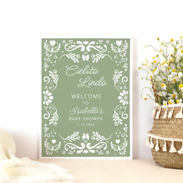 Cielito Lindo Mexican Sage Baby Shower Welcome Poster (Creator Uploaded)