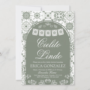 Cielito Lindo Papel Picado Baby Shower Sage Green Invitation