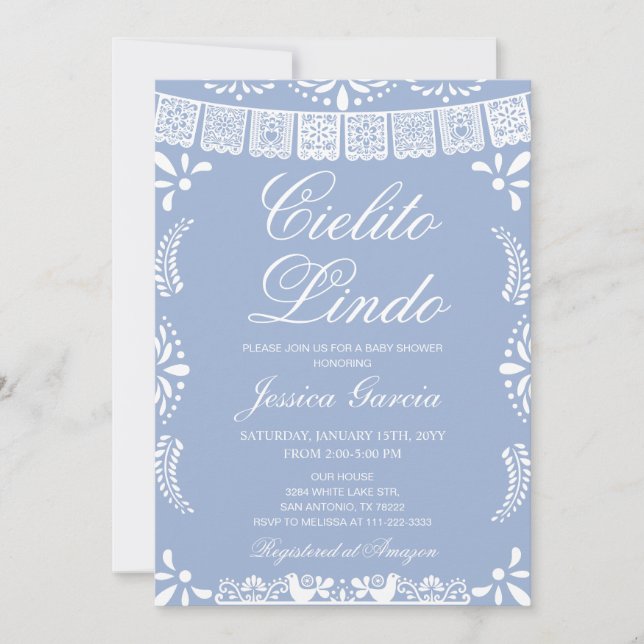 Cielito Lindo Papel Picado Boy Baby Shower Invitation (Front)