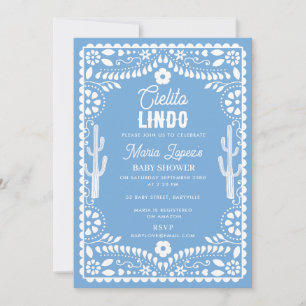 Cielito Lindo Papel Picado Boy Blue Baby Shower Invitation