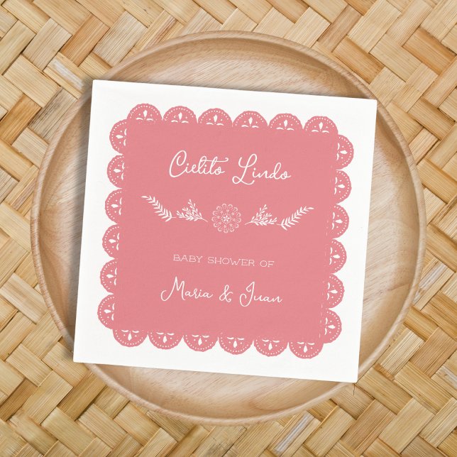 Cielito Lindo Papel Picado Girl Baby Shower Napkin (Cielito Lindo Papel Picado Girl Baby Shower Napkins)