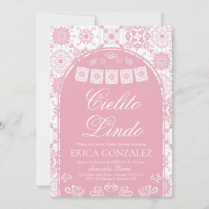 Cielito Lindo Papel Picado Girl Baby Shower Pink Invitation