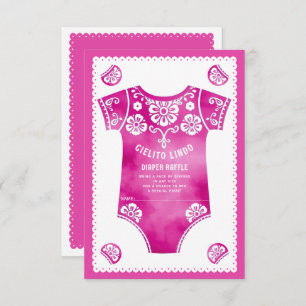 Cielito Lindo pink baby girl shower Diaper Raffle Enclosure Card