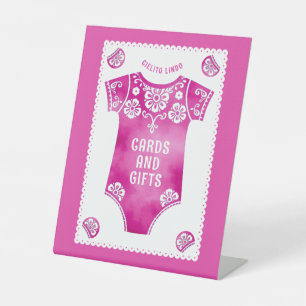 Cielito Lindo pink baby shower Cards and gifts Pedestal Sign