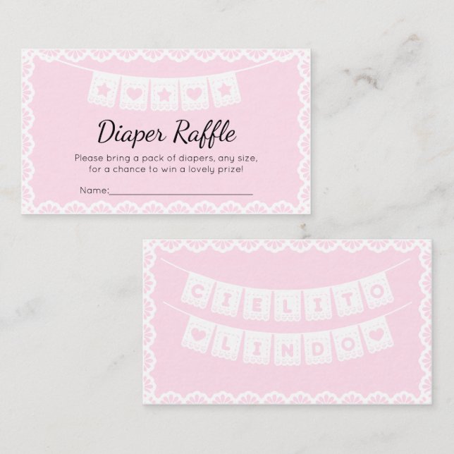 Cielito Lindo Pink Diaper Raffle Enclosure Card (Front/Back)