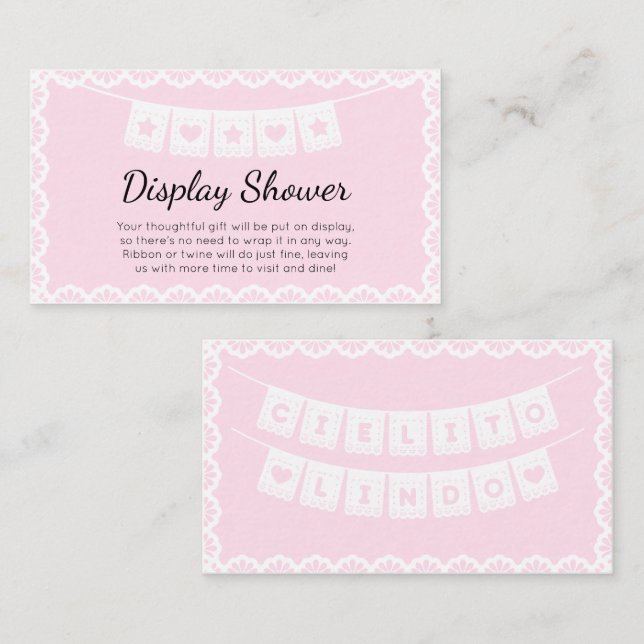 Cielito Lindo Pink Display Shower Enclosure Card (Front/Back)