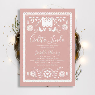Cielito Lindo Pink Papel Picado Baby Shower Invitation