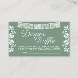 Cielito Lindo Sage Green Baby Showeк Diaper Raffle Enclosure Card