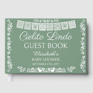 Cielito Lindo Sage Green Baby Shower Guest Book