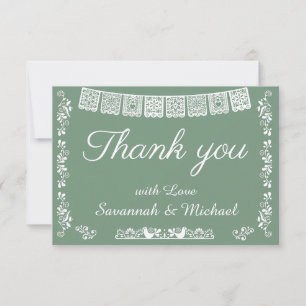 Cielito Lindo Sage Green Fiesta Baby Shower Thank You Card