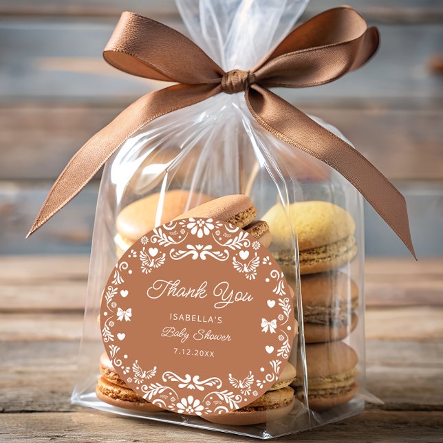 Cielito Lindo Talavera Mexican Baby Show Thank You Classic Round Sticker (Creator Uploaded)