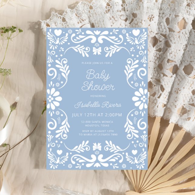 Cielito Lindo Talavera Mexican Blue Baby Shower  Invitation (Creator Uploaded)