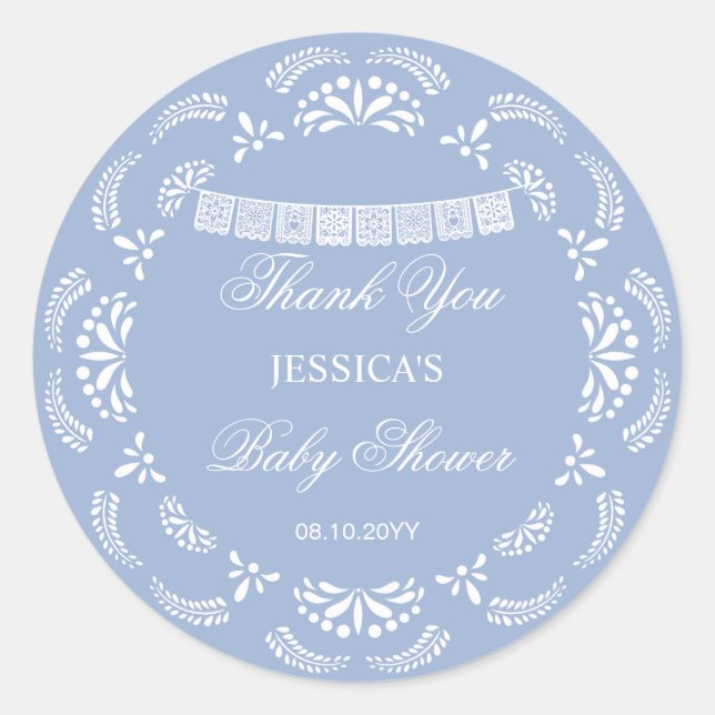 Cielito Lindo Talavera Mexican Boy Baby Shower Classic Round Sticker (Front)