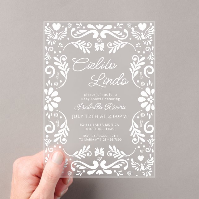 Cielito Lindo Talavera Mexican Cute Baby Shower Acrylic Invitations (Insitu (Handheld))