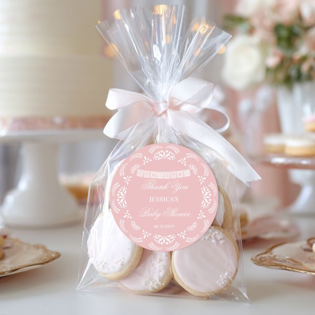 Cielito Lindo Talavera Mexican Girl Baby Shower Classic Round Sticker (Creator Uploaded)