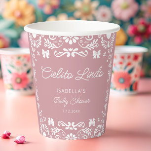 Cielito Lindo Talavera Mexican Girl Baby Shower Paper Cups